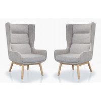 Manhattan Comfort 2-AC014-GY Sampson Wheat and Natural Twill Accent Chair (Set of 2)